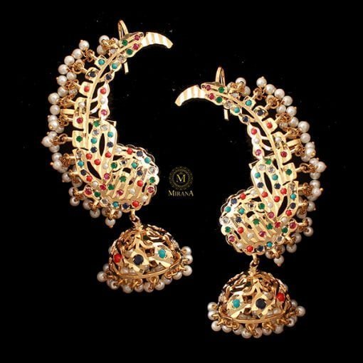 Varya Multi Colour Pearl Jadau Earrings - Image 4