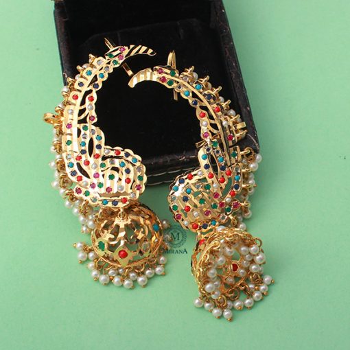 Varya Multi Colour Pearl Jadau Earrings - Image 6