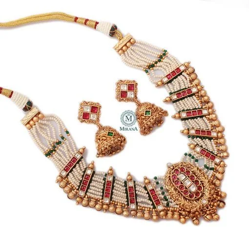 Nirvaya Ruby Green Antique Choker Set - Image 5