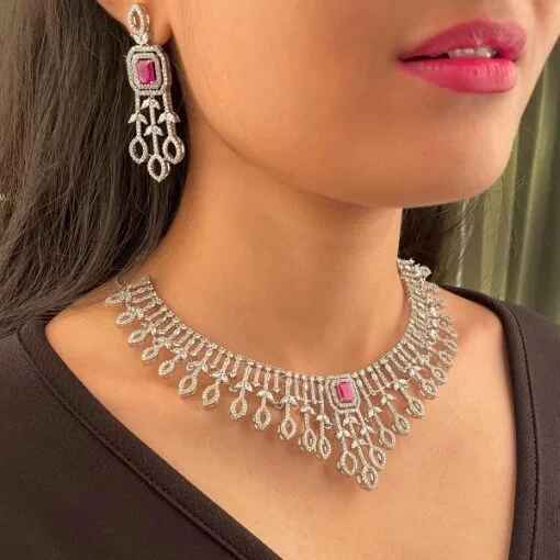 Stone-Embellished Diamond Necklace Designs
