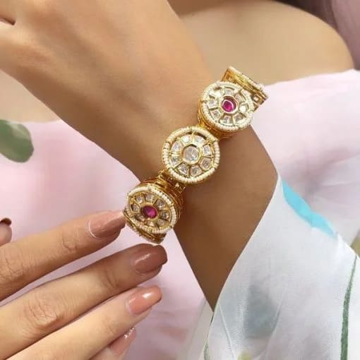 Dhanvi Ruby Polki Designer Bracelet