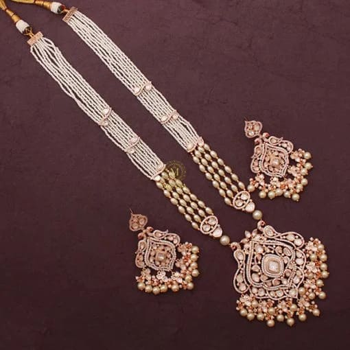 Namisha Pearl Polki Long Necklace Set