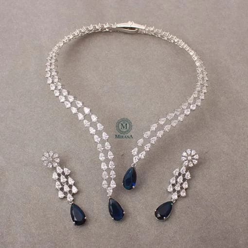 Christy Sapphire Blue Designer Necklace Set