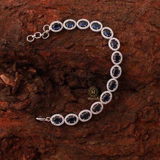 Freya Sapphire Blue CZ Designer Bracelet