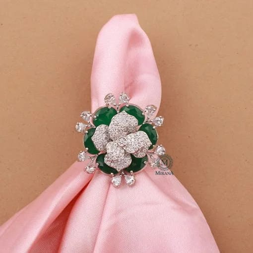 Halina Emerald Green CZ Designer Ring