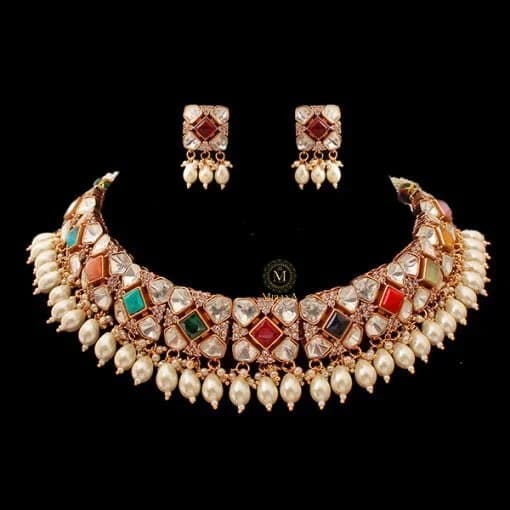 Devika Navratan Moissanite Choker Set