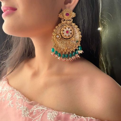 Rashmika Pearl Antique Designer Chandbalis