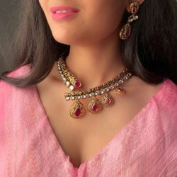 Madhulika Ruby Antique Husli Necklace Set