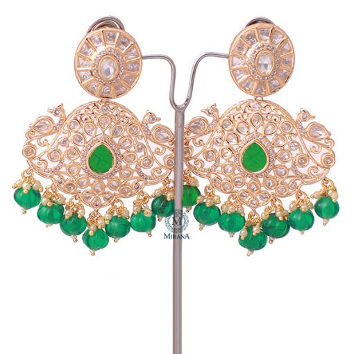 Vedanshi Green Polki Long Necklace Set - Image 8