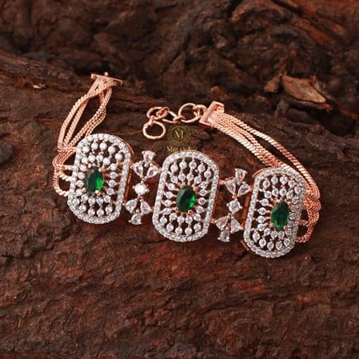 Uri Emerald Green CZ Designer Bracelet