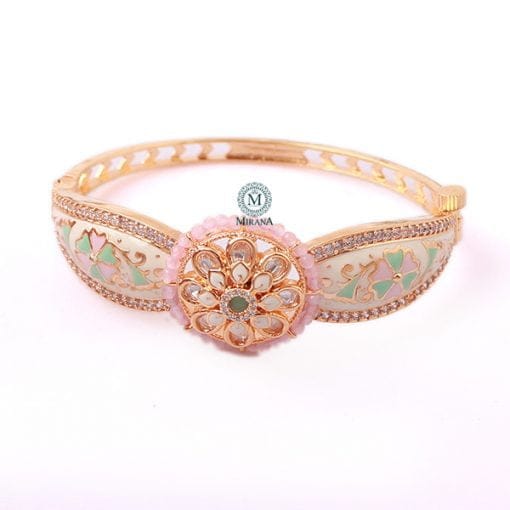 Tanisha Multi Pastel Colour Polki Bracelet - Image 2