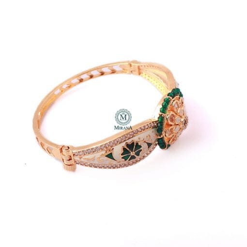 Tanisha Emerald Green Polki Designer Bracelet - Image 4