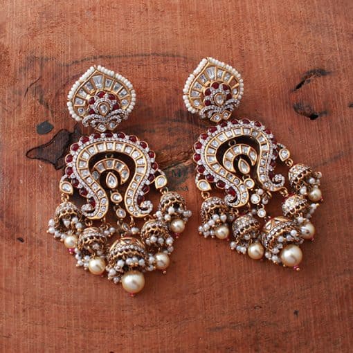 Drishti Ruby Pearl Polki Designer Earrings