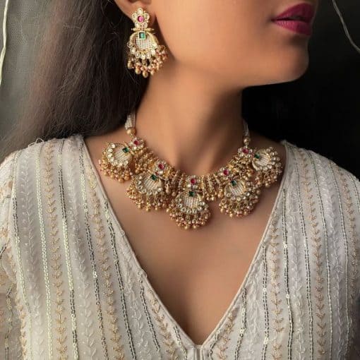 Aakaanksha Pearl Antique Necklace Set