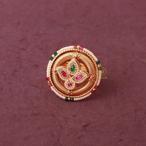 Maanvi Ruby Green Antique Designer Ring