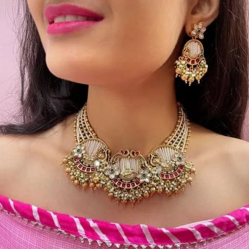 Phulkari Multi Antique Designer Necklace Set