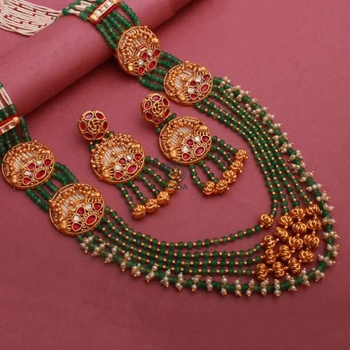 Rhysika Multi Colour Antique Long Necklace Set