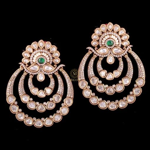 Riyanshi Emerald Green Polki Earrings