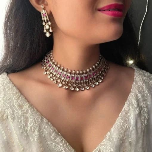 Shravya Ruby Polki Designer Choker Set