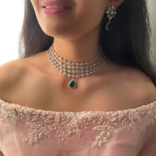 Sylvie Emerald Green Designer Choker Set