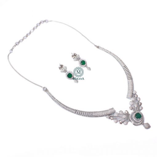 Anomi Emerald Green CZ Designer Necklace Set - Image 5