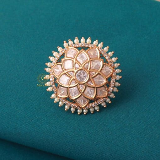 Tanvi Pearl Polki Designer Ring