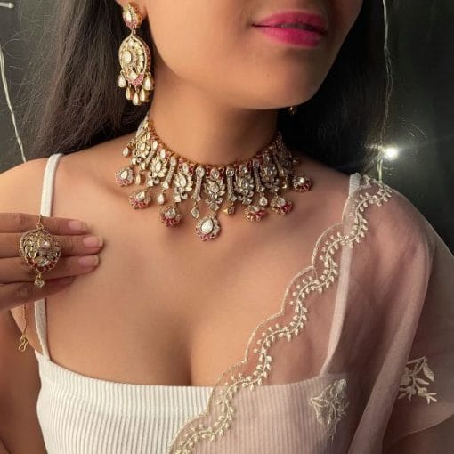 Amrai Ruby Polki Designer Choker Set