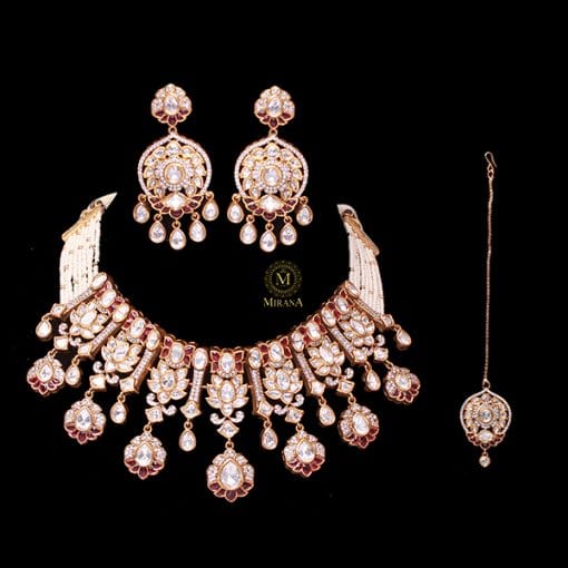 Amrai Ruby Polki Designer Choker Set - Image 2