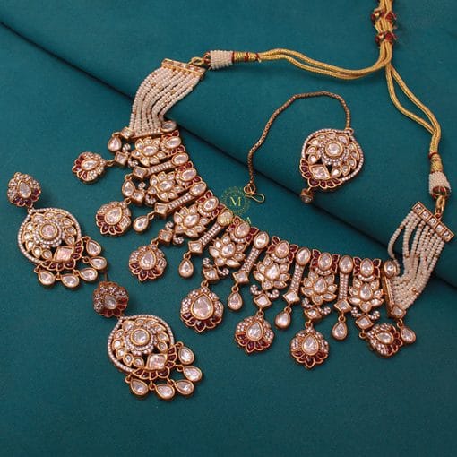 Amrai Ruby Polki Designer Choker Set - Image 3