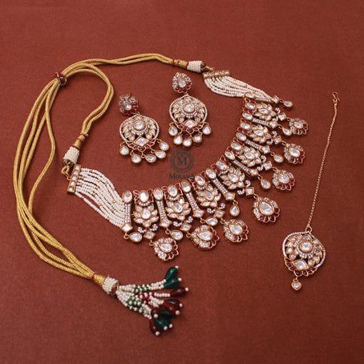 Amrai Ruby Polki Designer Choker Set - Image 4