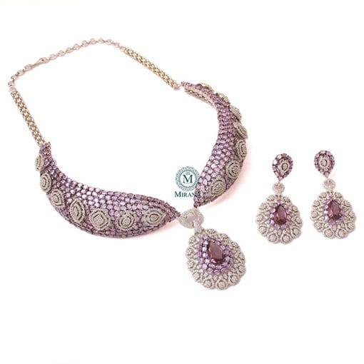 Cindrella Lavender Polki CZ Designer Choker Set - Image 5