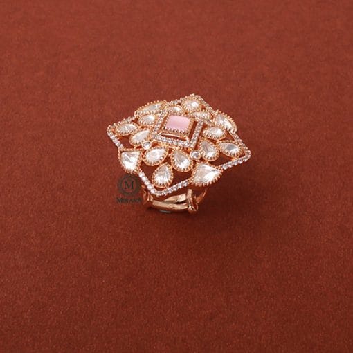 Ojal Pastel Pink Polki Designer Ring