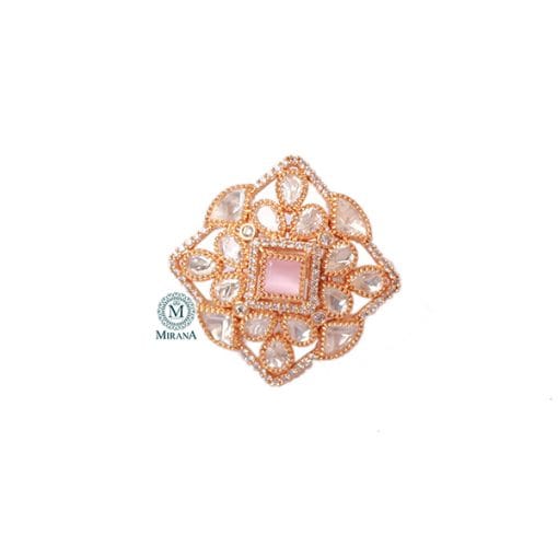 Ojal Pastel Pink Polki Designer Ring - Image 2