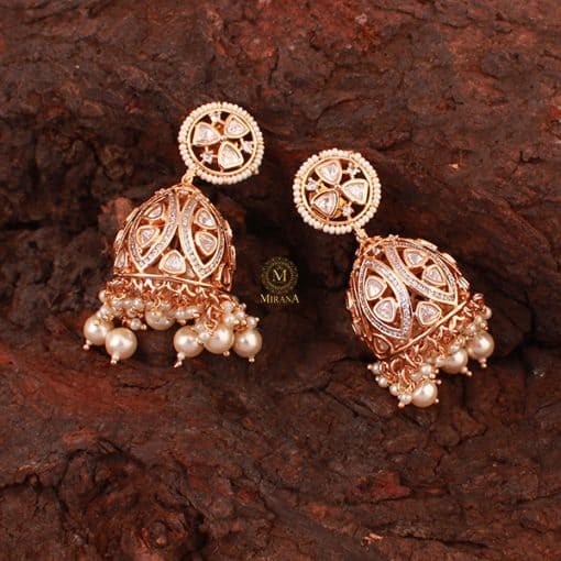 Shubhangi Pearl Polki Designer Jhumkas