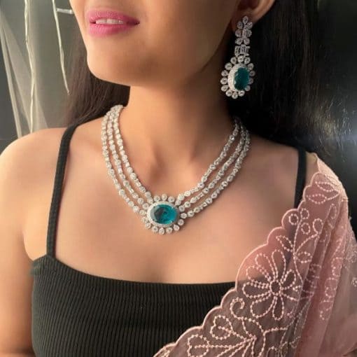 Sonishi Layered CZ Designer Necklace Set