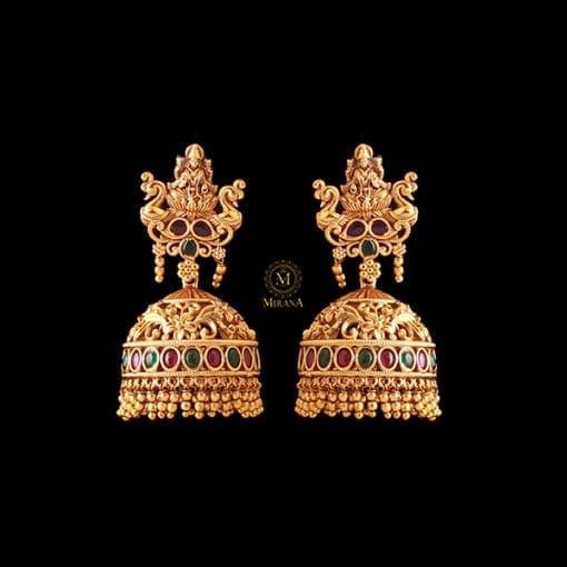 Vaishnavi Ruby Green Antique Jhumkas