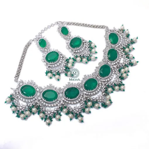 Verocia Emerald Green Pearl Designer Choker Set - Image 5