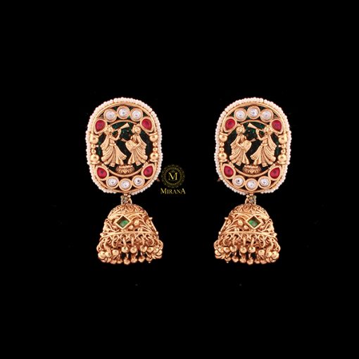 Shehnai Antique Designer Jhumkas - Image 3