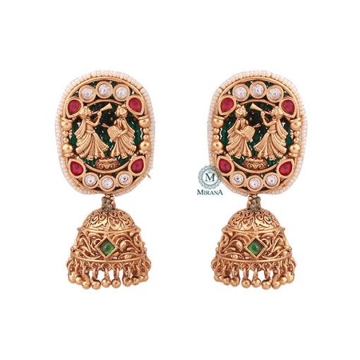 Shehnai Antique Designer Jhumkas - Image 4