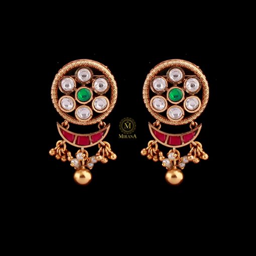 Meena Pearl Antique Designer Earrings - Image 3