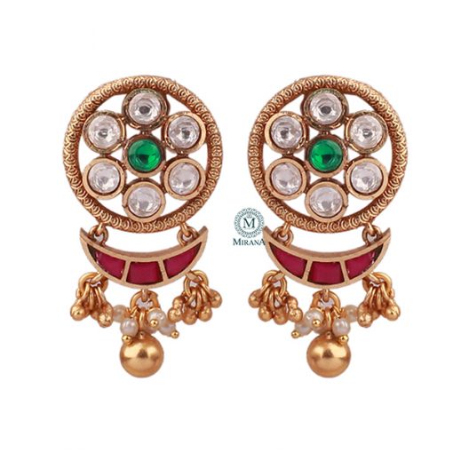 Meena Pearl Antique Designer Earrings - Image 4