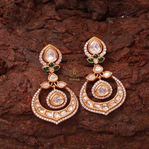 Bhawna Emerald Green Polki Designer Earrings