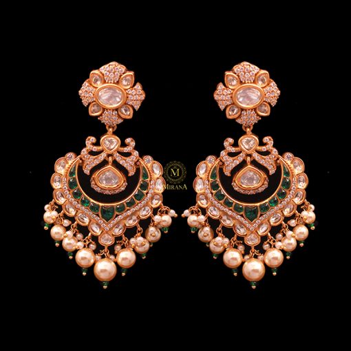 Divishka Emerald Green Polki Designer Chandbalis