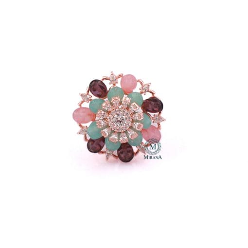 Zuri Trio Colour CZ Designer Ring - Image 3