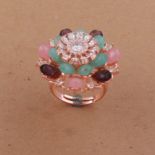 Zuri Trio Colour CZ Designer Ring - Image 4