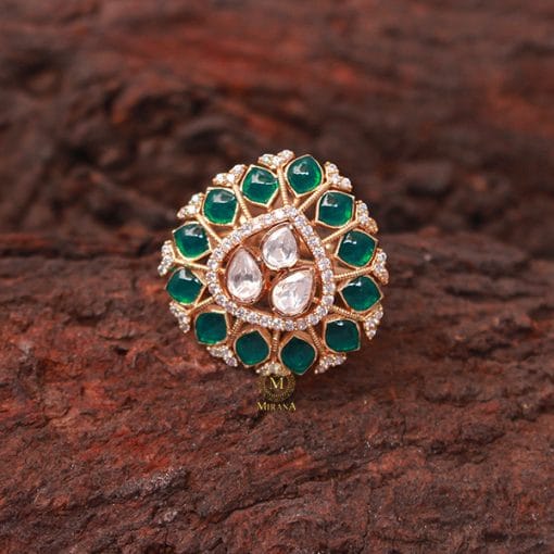 Kanika Emerald Green Polki Designer Ring