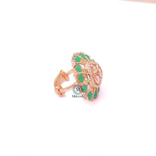 Kanika Mint Green Polki Designer Ring - Image 4