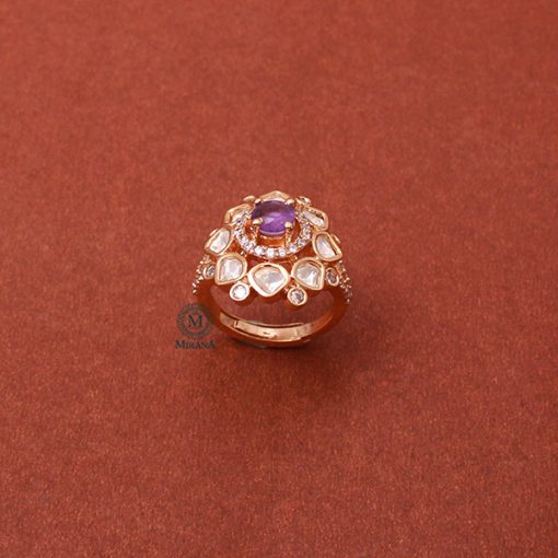 Ishika Lavender Polki Designer Ring