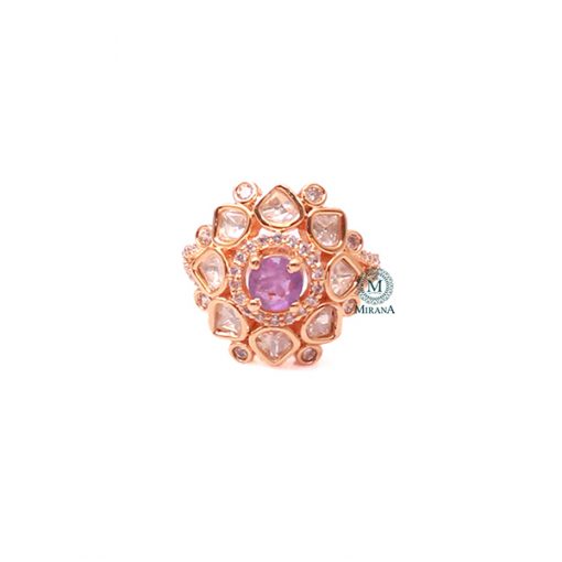 Ishika Lavender Polki Designer Ring - Image 2