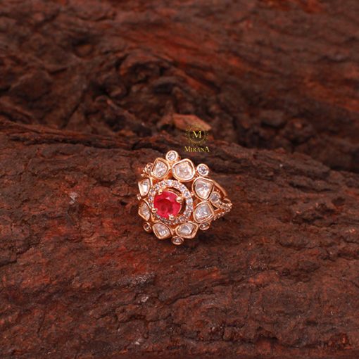 Ishika Pink Polki Designer Ring